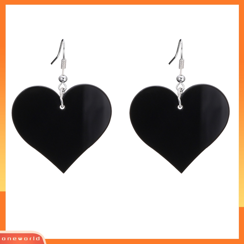 [WOD] Fashion Wanita Bentuk Hati Liontin Menjuntai Akrilik Drop Hook Anting Perhiasan