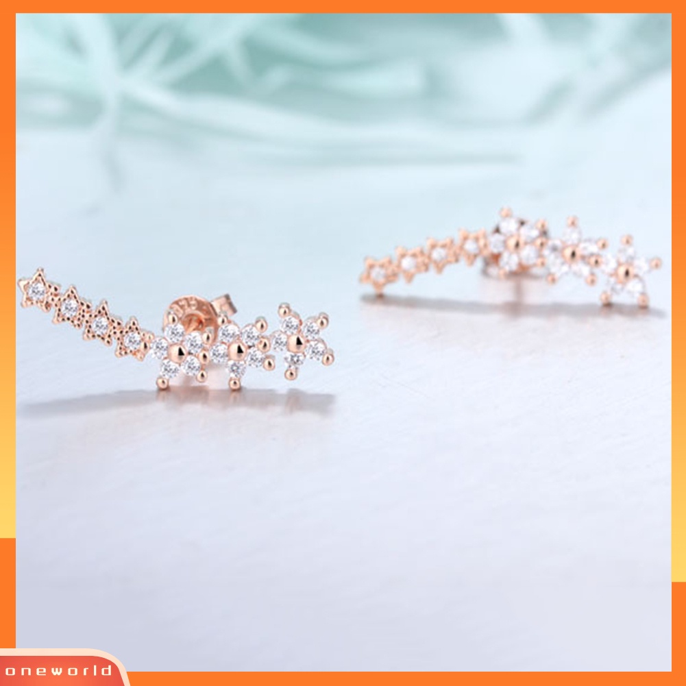 [WOD] Fashion Bintang Manis Cubic Zirconia Stud Earrings Perhiasan Indah Wanita