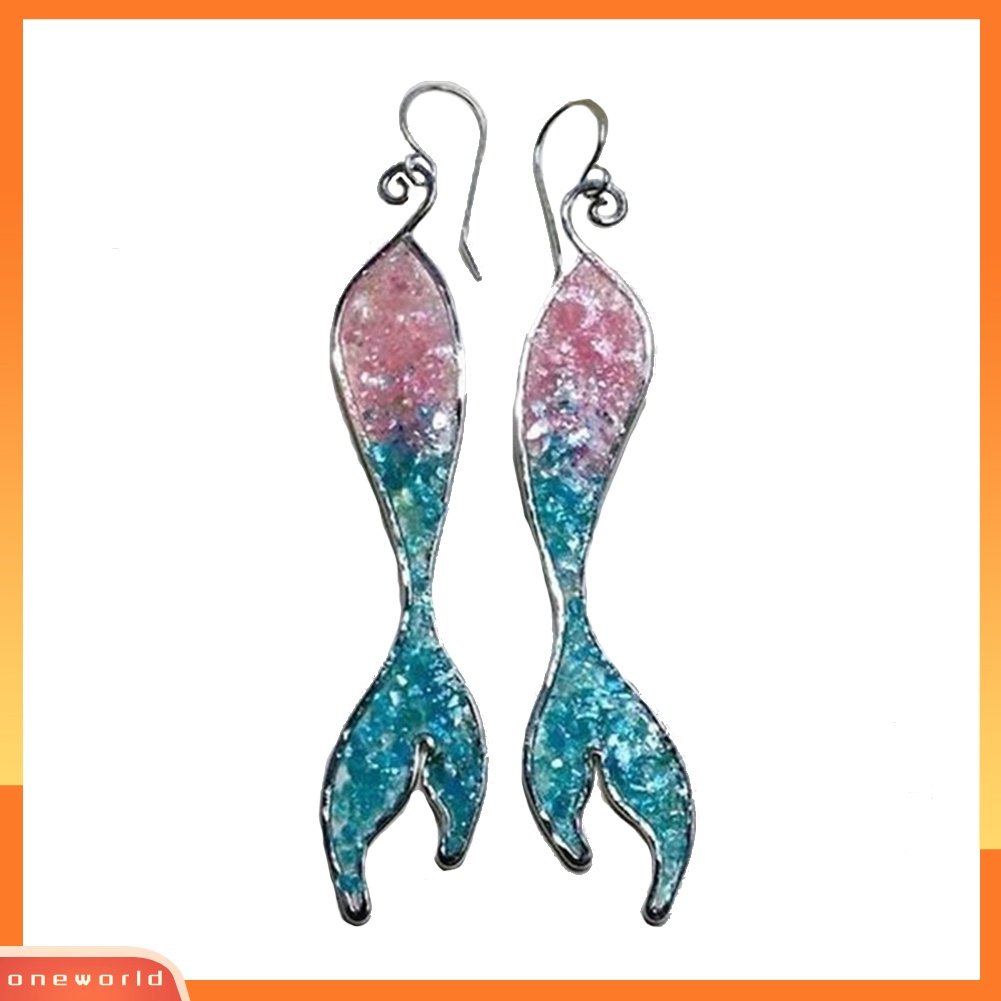 [WOD] Fashion Mermaid Tail Pendant Hook Anting Wanita Perhiasan Pesta Pernikahan Dekorasi