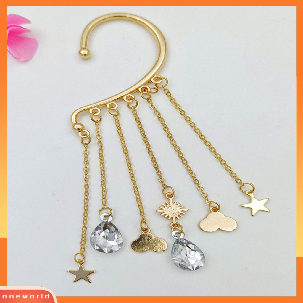 [WOD] 1pc Manset Telinga Rumbai Panjang Wanita Semua Cocok Liontin Tanpa Tindik Klip Anting Untuk Pacaran