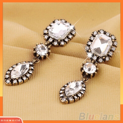 [WOD] Wanita Fashion Putaran Marquise Cut Berlian Imitasi Menjuntai Stud Statement Earrings Hadiah