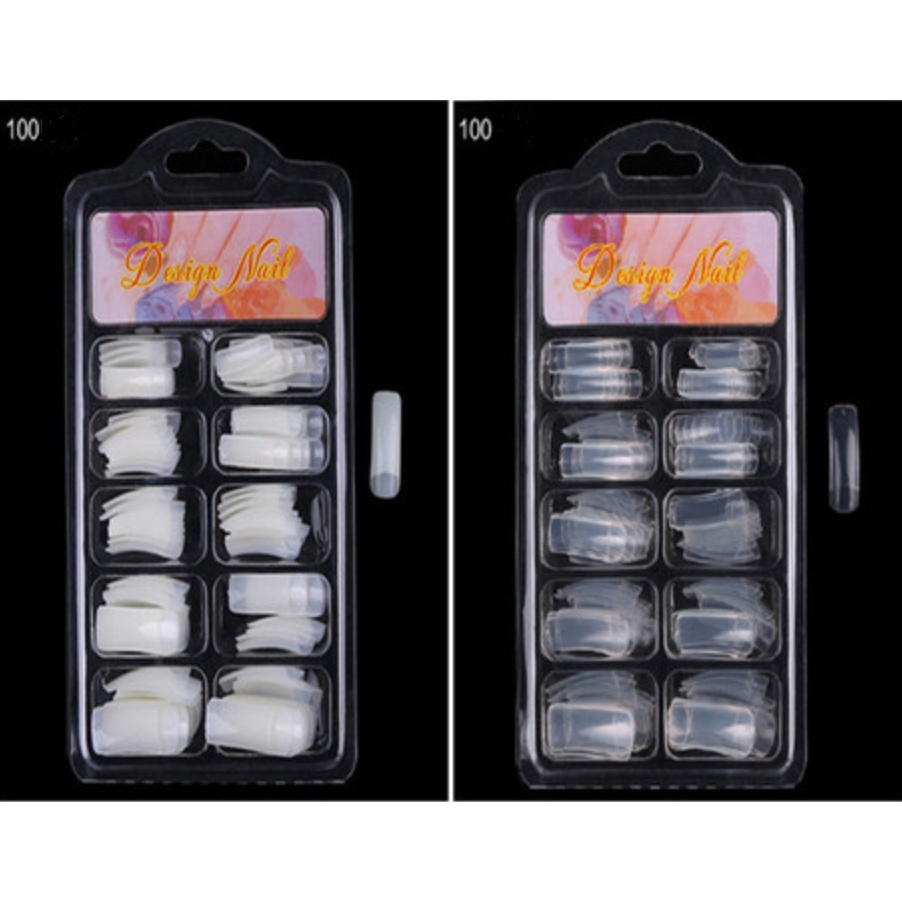 Kuku Palsu BOX ISI BANYAK 100 PCS Polos Natural Bening Fake Nails Nailart