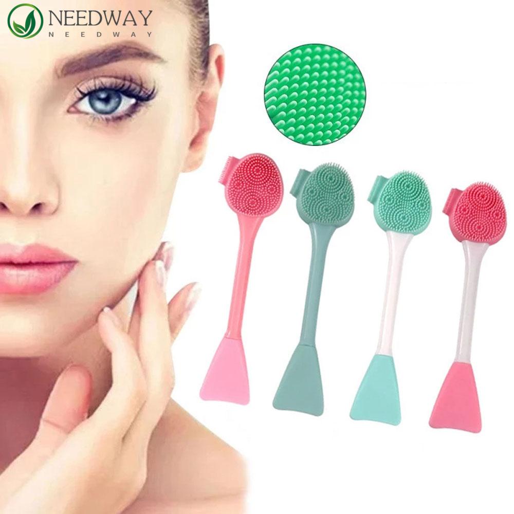 Needway Sikat Perawatan Kulit Silikon Dua Sisi Perawatan Wajah Hidung Bersih Pijat Wajah Alat Pencampuran Lumpur
