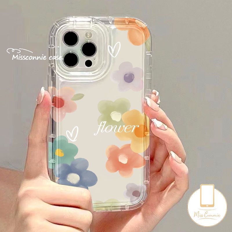 Casing Airbag Cinta Hati Bunga Segar Cat Air Untuk Redmi Note11 10s 9 8 11s 10 10 Pro Max Redmi 12C A1 9T 10A 9 10C 10 9A 9C NFC POCO F4 Transparan Shockproof Soft Cover