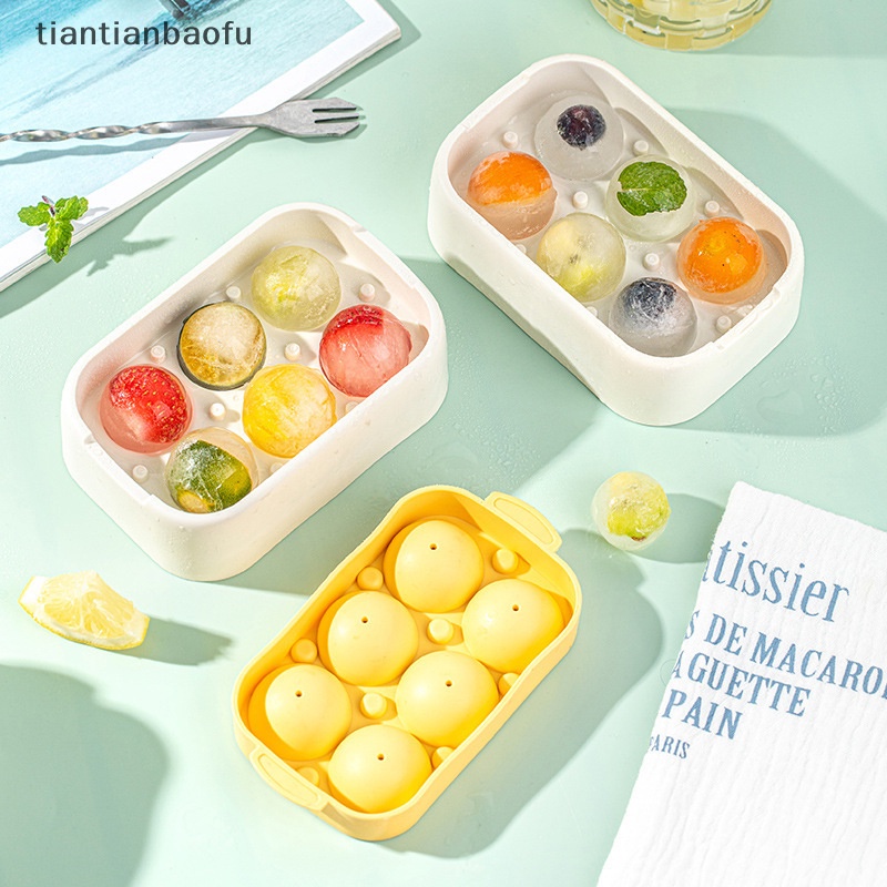 [tiantianbaofu] 6kisi Cetakan Es Bola Silikon Ice Cube Tray Ice Mould Cetakan Es Tembak Kaca Butik