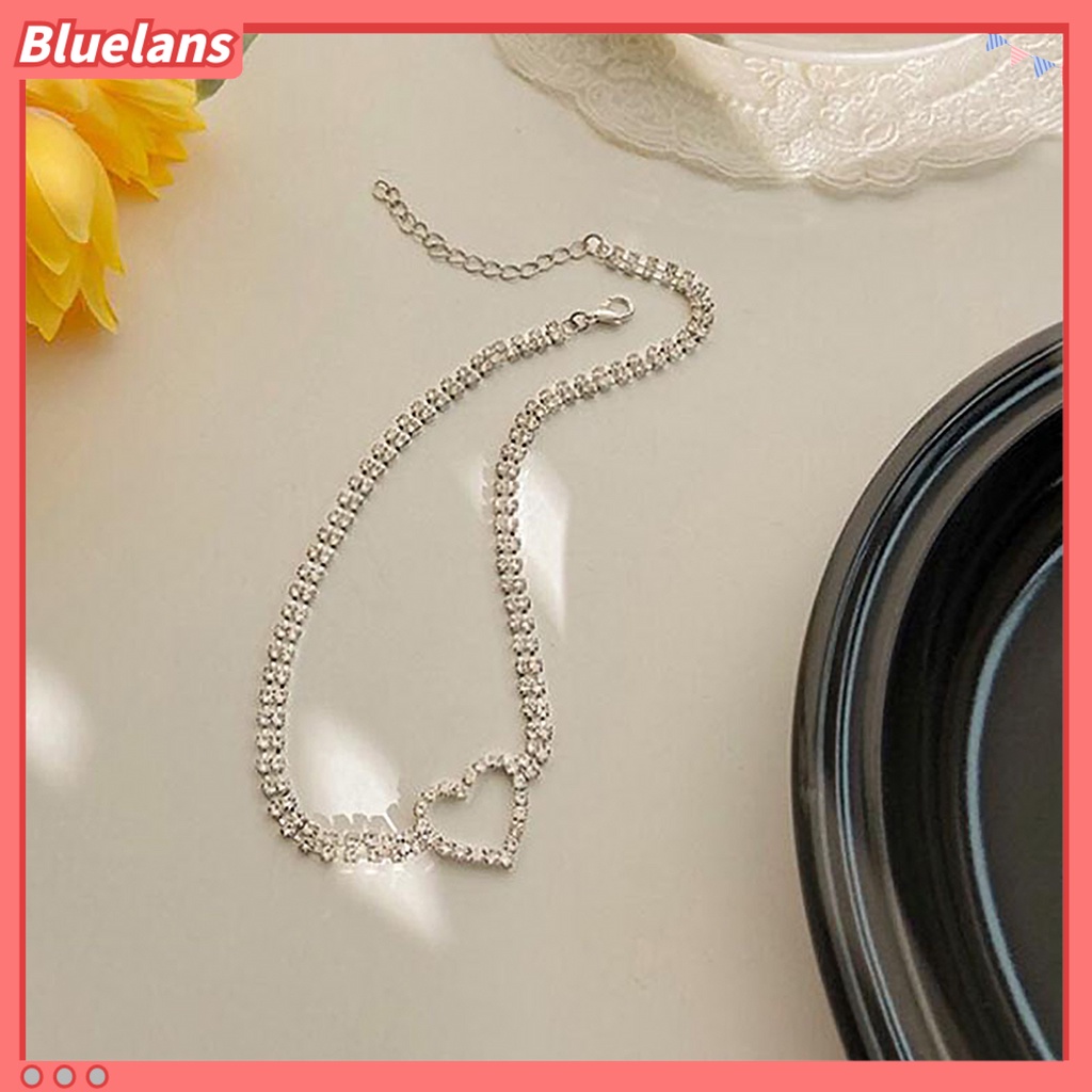 [BLS] Rantai Klavikula Elegan Jantung Pesona Geometris Berkilau Adjustable Hias Hadiah Wanita Penuh Berlian Imitasi Choker Kalung Perhiasan Untuk Perjamuan
