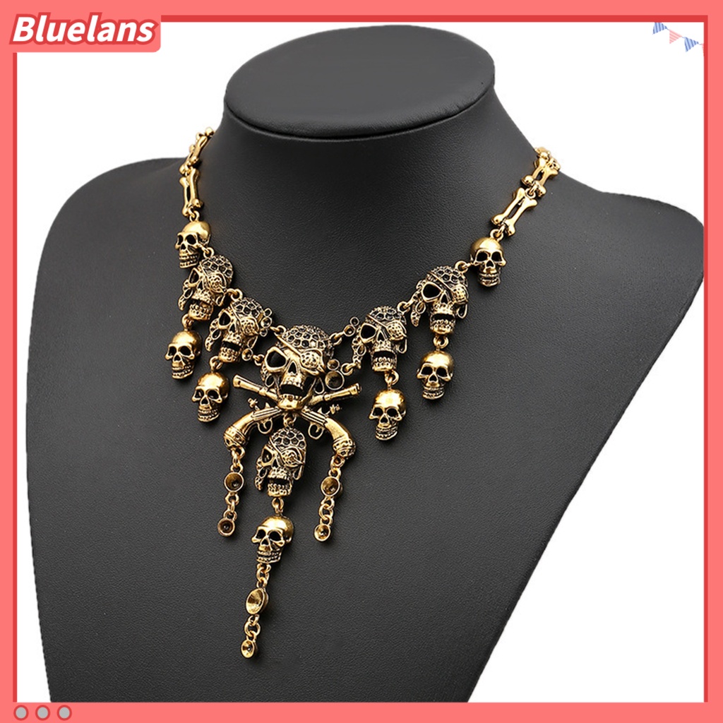 [BLS] Kalung Multi Layer Rantai Perhiasan Kepala Tengkorak Liontin Kalung Untuk Natal