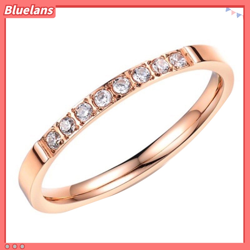 [BLS] Bling Baris Tunggal Berlian Imitasi Fashion Wanita Jari Cincin Pernikahan Pertunangan Perhiasan