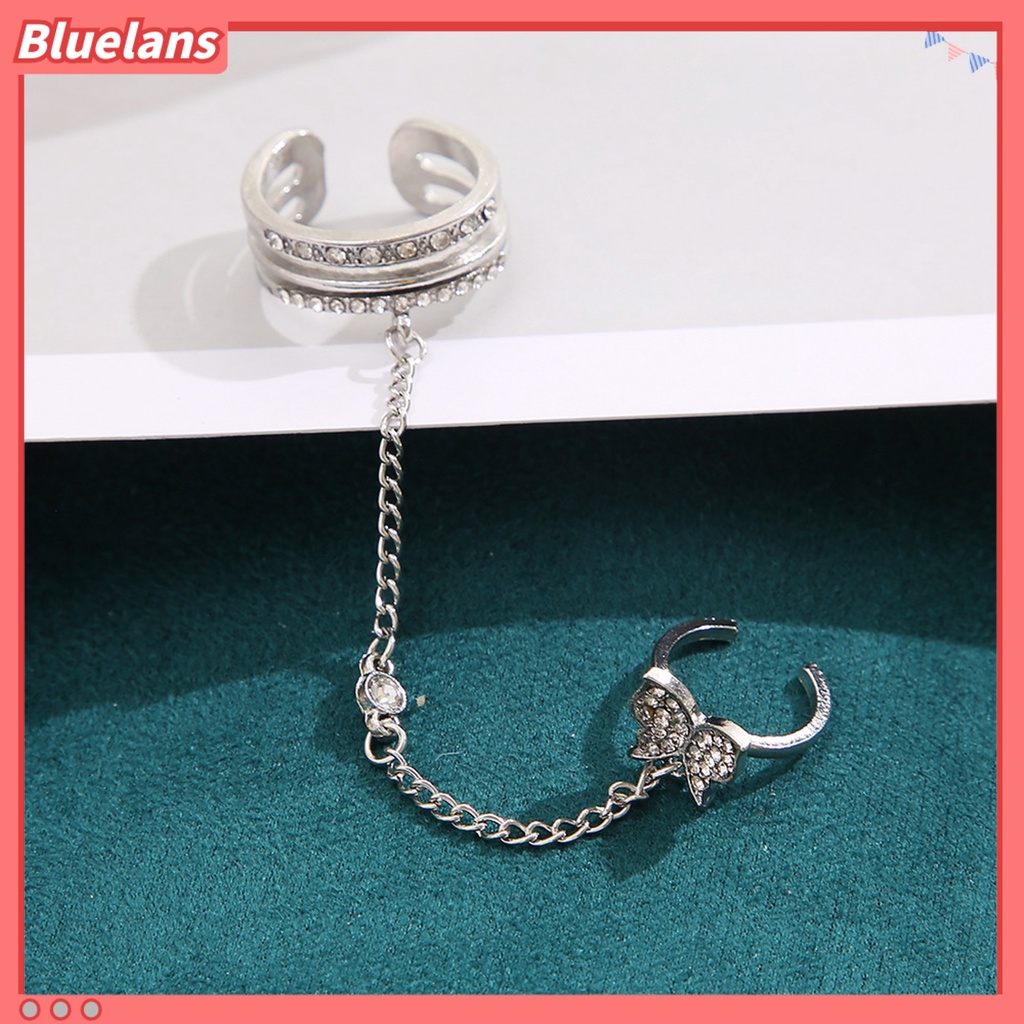 [BLS] Jari Cincin Bentuk Indah Paduan Berkilau Upacara Pernikahan Kupu-Kupu Terbuka Cincin Penuh Perhiasan Bergaya Hadiah Ulang Tahun