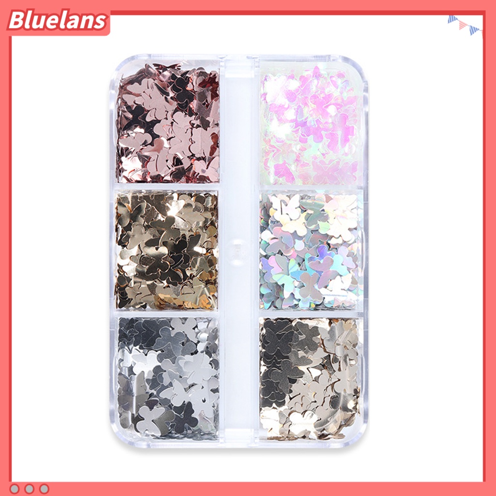 [BLM] 1kotak Kuku Serpihan Reflektif Terang Foil Saturasi Tinggi Desain Kuku Mewah Serpihan Kupu-Kupu Tidak Teratur Untuk Manicure