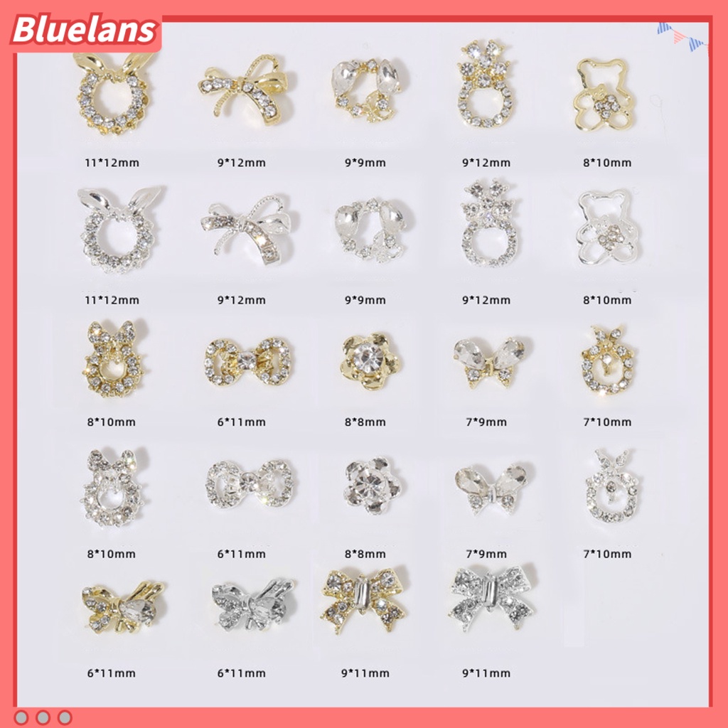 [BLM] 20pcs Hiasan Kuku Bentuk Halus Tahan Karat Alloy Bow-knot Wreath Nail Art Dekorasi Manicure Designs Perlengkapan Kuku