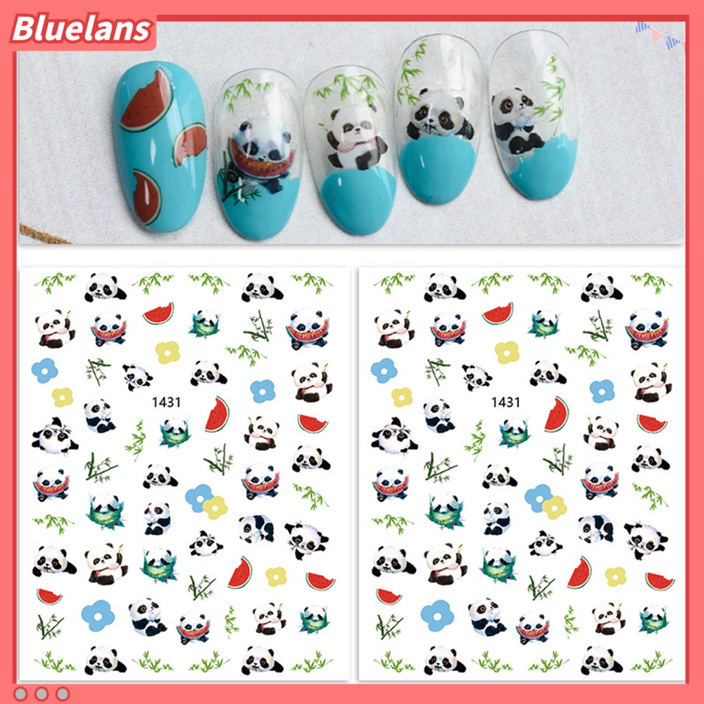 [BLM] Desain Daun Panda Lucu Stiker Kuku Tempel Dekoratif Mudah Perekat DIY Kertas Nail Art Stiker Perlengkapan Kuku