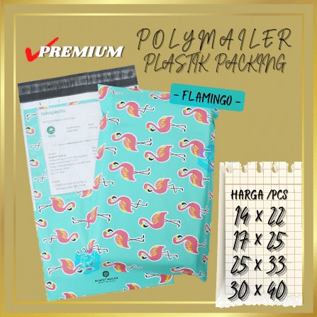 

[SC] AMPLOP BAG POLYMAILER MOTIF PLASTIK PACKING POLIMAILER VARIAN FLAMINGO - 14CM x 22CM, FLAMINGO