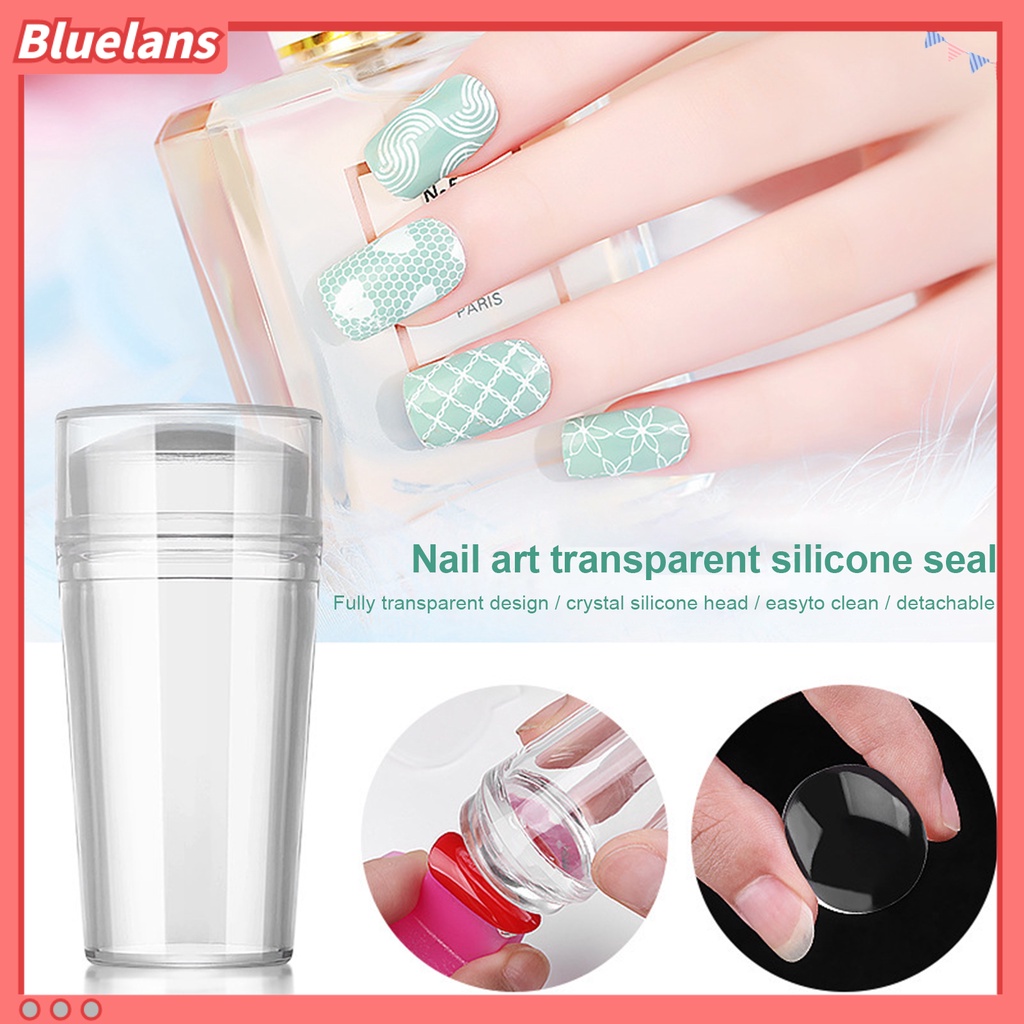 [BLM] 1set Nail Art Stamper Dengan Scraper Kuku Desain Dapat Dilepas Stamper Kuku Silikon Transparan Manicure Tools Untuk Profesional
