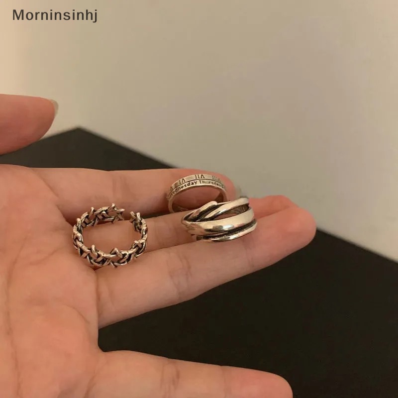 Mornin 3PCS Gaya Punk Alloy Lebar Hip-hop Untuk Pria Wanita Jari Cincin Vintage Angka Romawi Rings Opening Adjustable Ring Jewelry id