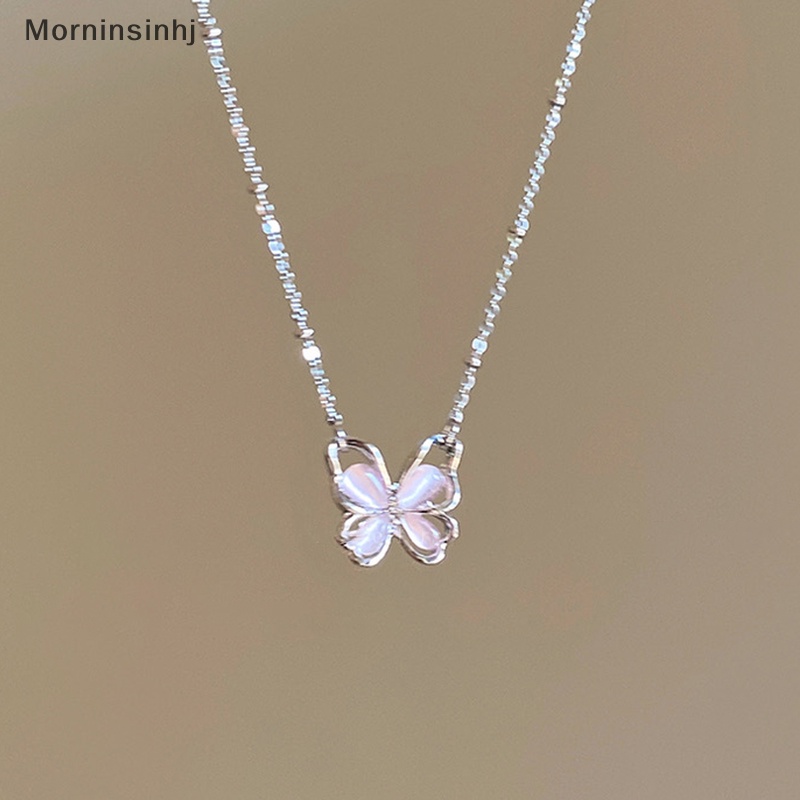 Mornin Shiny Butterfly Necklace Indah Warna Silver Kristal Berlian Imitasi Liontin Rantai Kalung Untuk Wanita Pesta Pernikahan Perhiasan Hadiah id