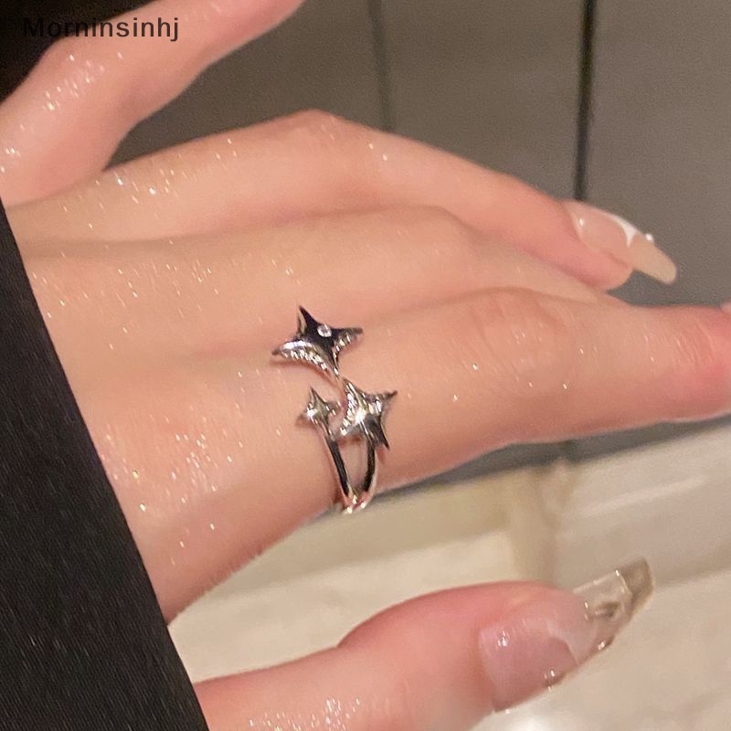 Mornin Cincin Gaya Korea Warna Silver Ins Bintang Keren Simple Fashion Opening Adjustable Finger Rings Untuk Wanita Perhiasan Pesta Hadiah id