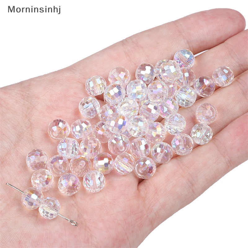 Mornin 10/20pcs Manik-Manik Kaca Kristal Untuk Membuat Perhiasan Manik-Manik Bulat Segi Curah Longgar Spacer Beads DIY Craft Kalung Gelang Anting id