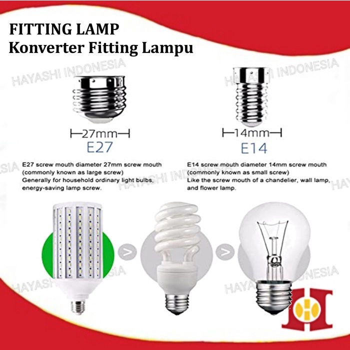 Konverter Fitting Lampu E27 ke E14 Cap Lamp Light Converter Adapter - 5pcs