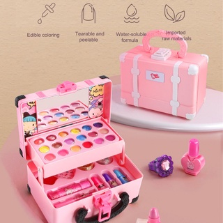 32Pcs Mainan Kosmetik Kecantikan Anak / Alat Rias Anak Fungsi Real / Children Pretend Play / Glamous Beauty Bag