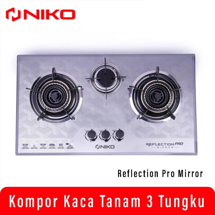 Kompor Tanam Gas Niko Kaca 3 Tungku - NIKO REFLECTION
