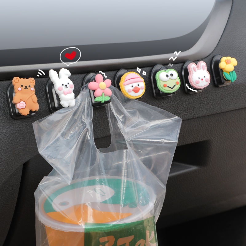 Hook Mini Kartun Mobil Lucu/ Kait Tempel Mobil Mini Kreatif/ Car Seat Back Hook Organizers /Dashboard Hook Gantungan Mini Untuk Kabel USB, Aksesoris Interior Kunci Mobil