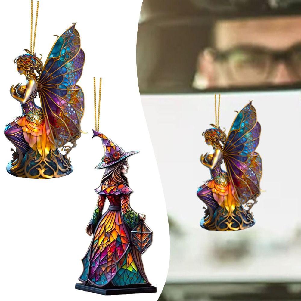 Populer 2pcs Halloween Penyihir Kreatif Pesta Hiasan Dekorasi Gantung Dekorasi Mobil