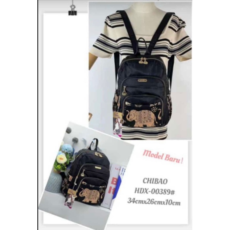 TAS RANSEL WANITA TAS CHIBAO 00389 MOTIF GAJAH BAHAN PARASUT IMPORT TAS WANITA TAS RANSEL CHIBAO TERBARU BEST SELLER BISA BAYAR DITEMPAT.!!!!