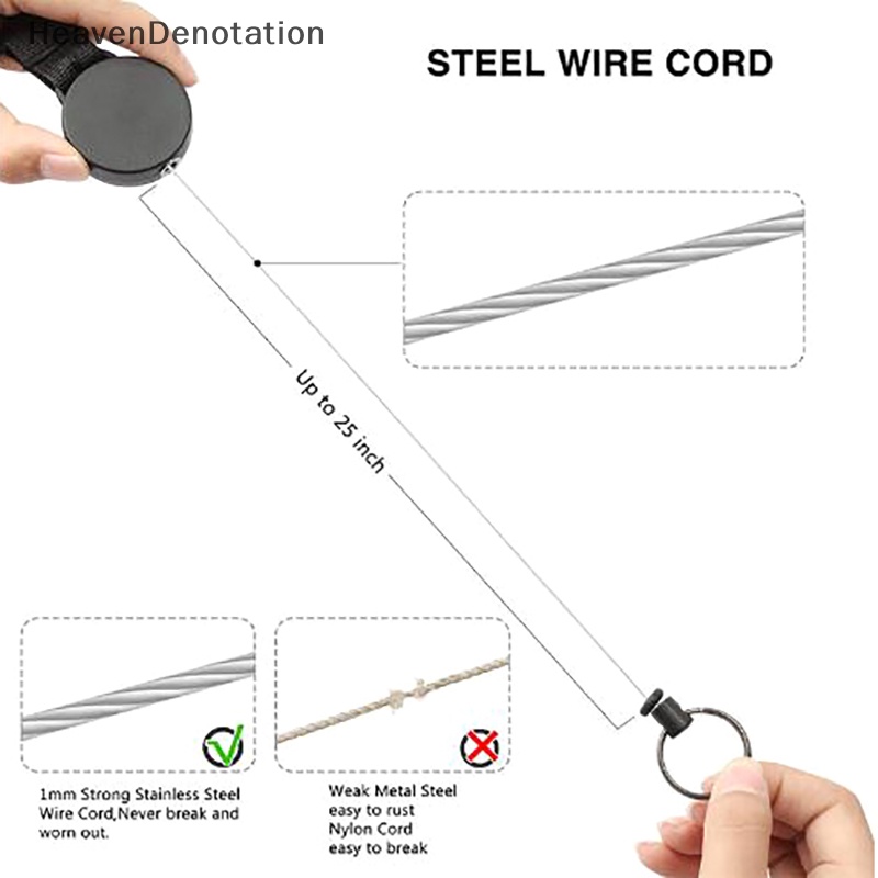 [HeavenDenotation] Gantungan Kunci Yang Dapat Ditarik Gulungan Holder Lencana Tugas Berat Dengan Klip Carabiner Multitool HDV