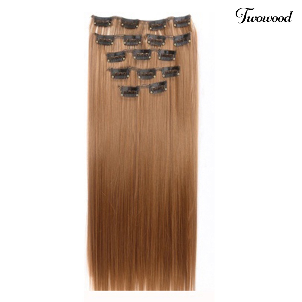 Twowood Fashion Lady 16jepit Sopak Wig Cosplay Panjang Keriting/Lurus Hair Extension