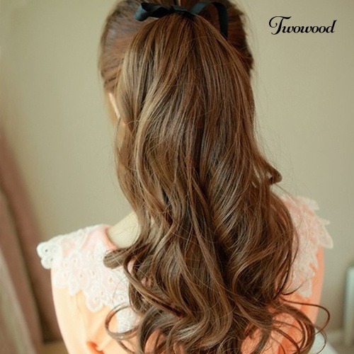 Twowood Wanita Fashion Panjang Berbulu Keriting Palsu Ponytail Wig Sopak Palsu Rambut Ekstensi