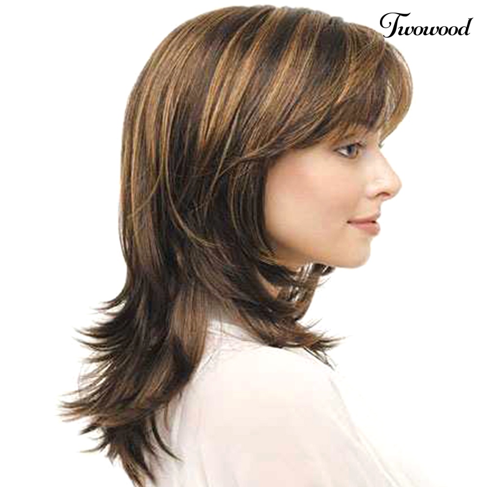 Twowood Wanita Rose Net Full Wig Gradien Panjang Keriting Rambut Sintetis Pesta Cosplay Prop