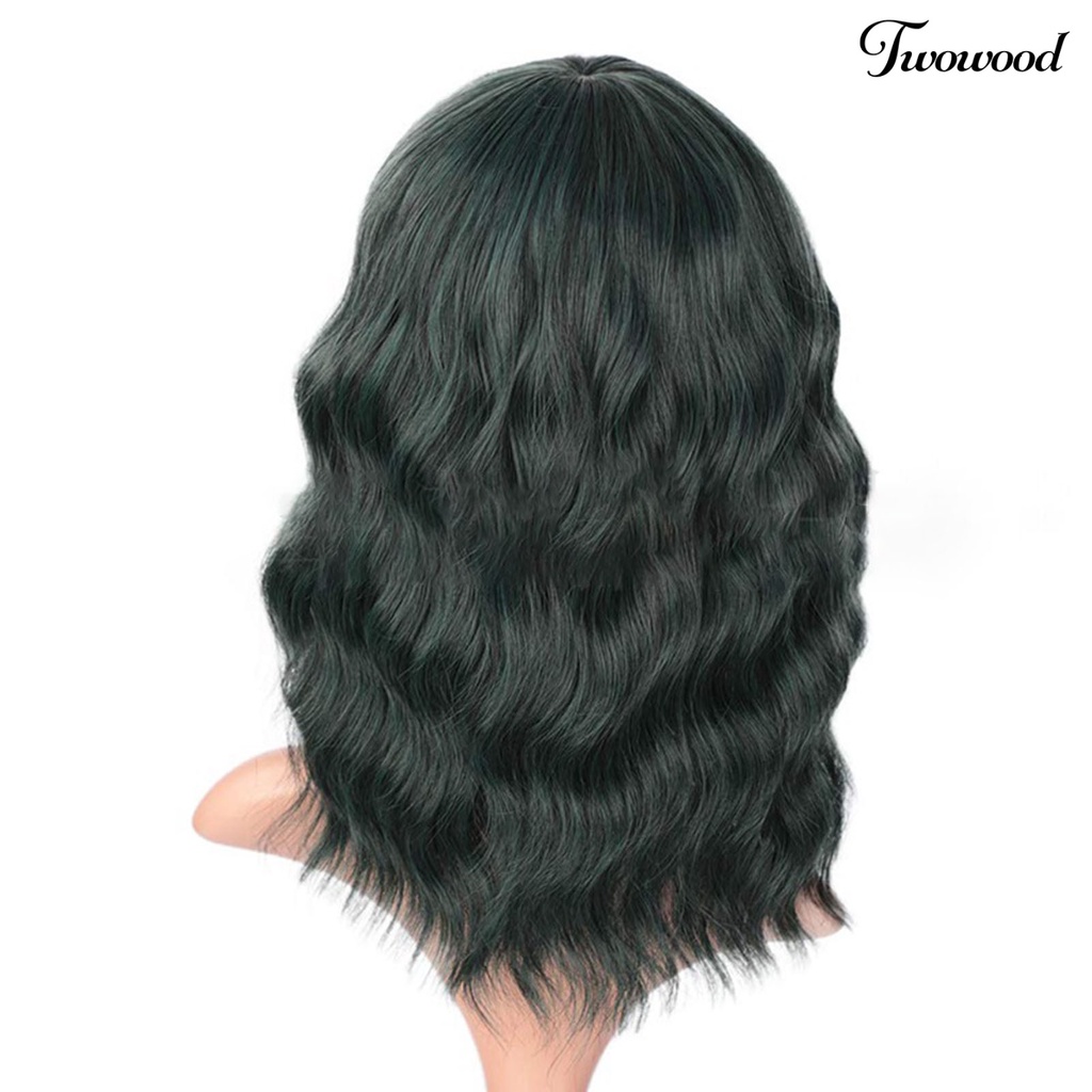 Twowood Wanita Wig Bergelombang Halus Pendek Lady Curly Rambut Palsu Alami Untuk Perempuan