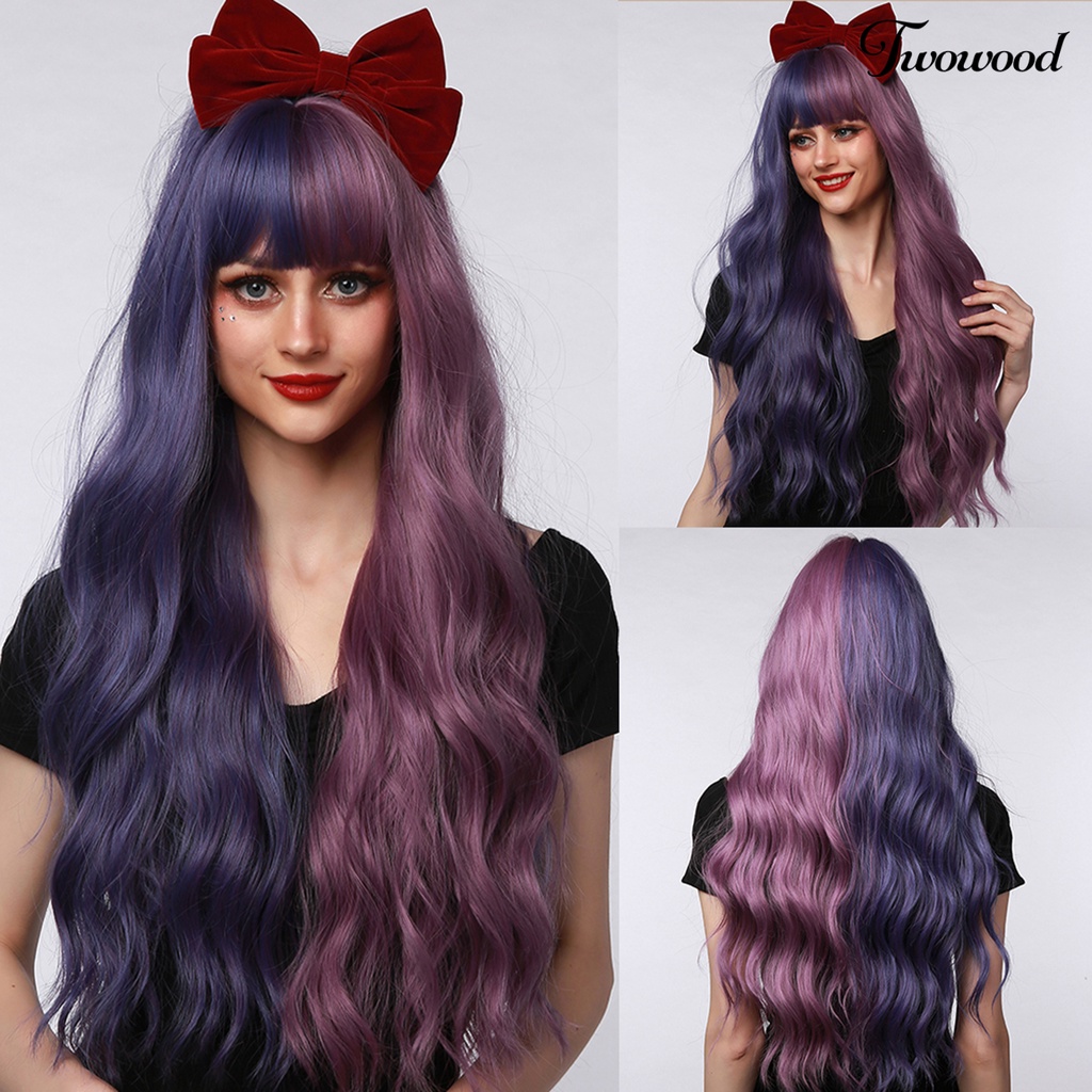 Wig Cosplay Twowood Permukaan Halus Ultra Panjang Breathable Two Tone Ombre Color Wig Rambut Wanita Untuk Perempuan