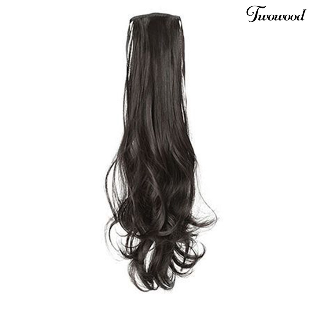 Twowood Hair Extension Breathable Mesh Hole Anti-Slip Fluffy Natural Look Tie Ponytail Serat Suhu Tinggi Anak Perempuan Panjang Sedang Curly Hair Extension Penggunaan Sehari-Hari