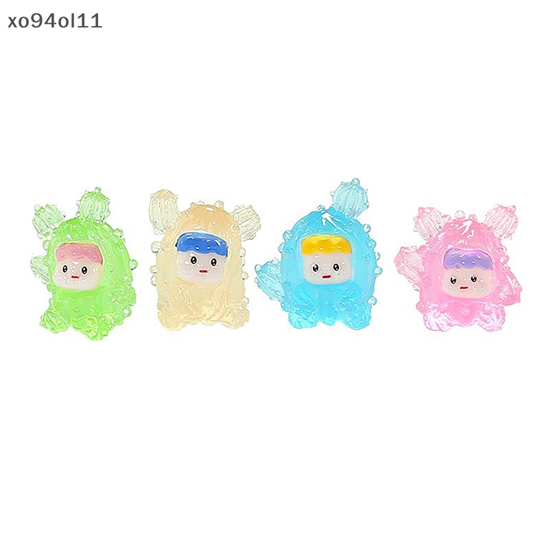 Xo 2 Pcs Lucu Bercahaya Kaktus Boneka Ornamen Mini Kartun Warna Micro Landscape Dekorasi Rumah Boneka Miniatur Mainan OL