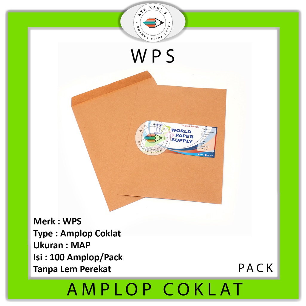 

WPS - Amplop Coklat Ukuran Map Non Seal - Pack