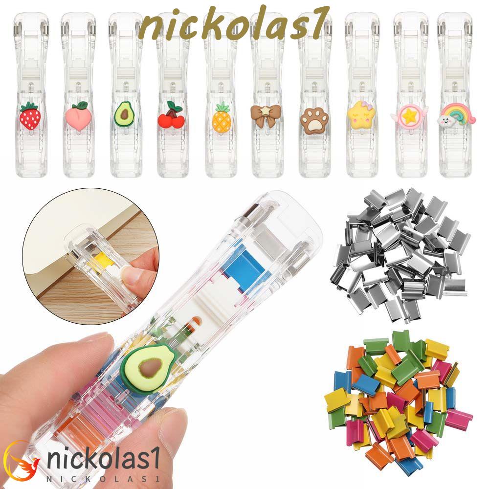 Nickolas1 Klip Dorong Warna-Warni Plastik Perlengkapan Desktop Tape Dispenser Kertas Klip Stapler Staple Remover