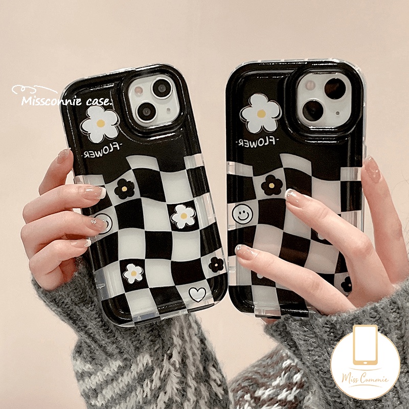 IPHONE Bunga Segar Daisy Pola Tidak Teratur Case Kompatibel Untuk Iphone7 8 6S 6plus11 XR 11 13 12 14 Pro MAX X XS MAX SE 2020love Heart Lucky Smile Shockproof Airbag Soft Case