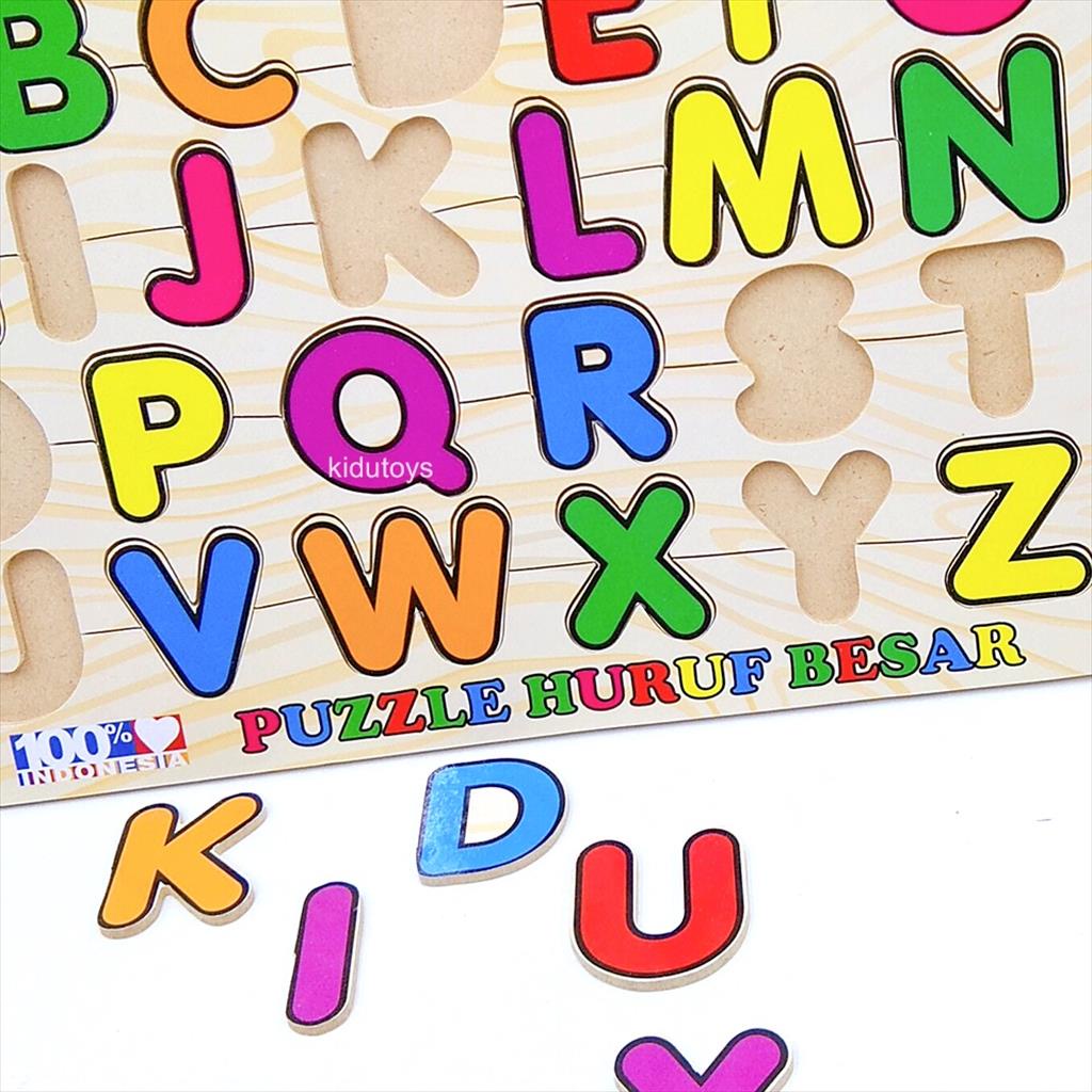 Mainan Edukasi Anak Puzzle Kayu Abjad Alphabet Huruf Besar Kapital ABC / Wooden Puzzle Huruf Besar Kidu Toys