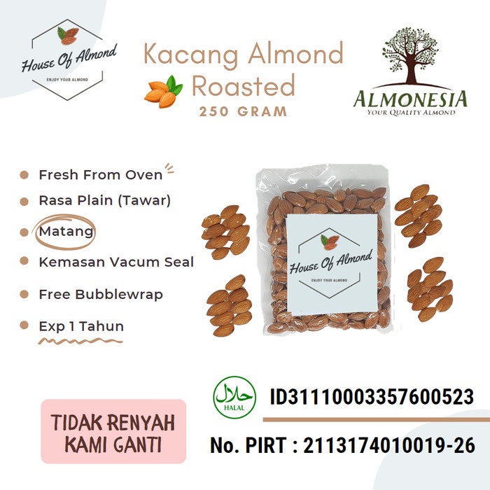 

New Arrival- Kacang Almond Panggang Premium Almonesia 250gr