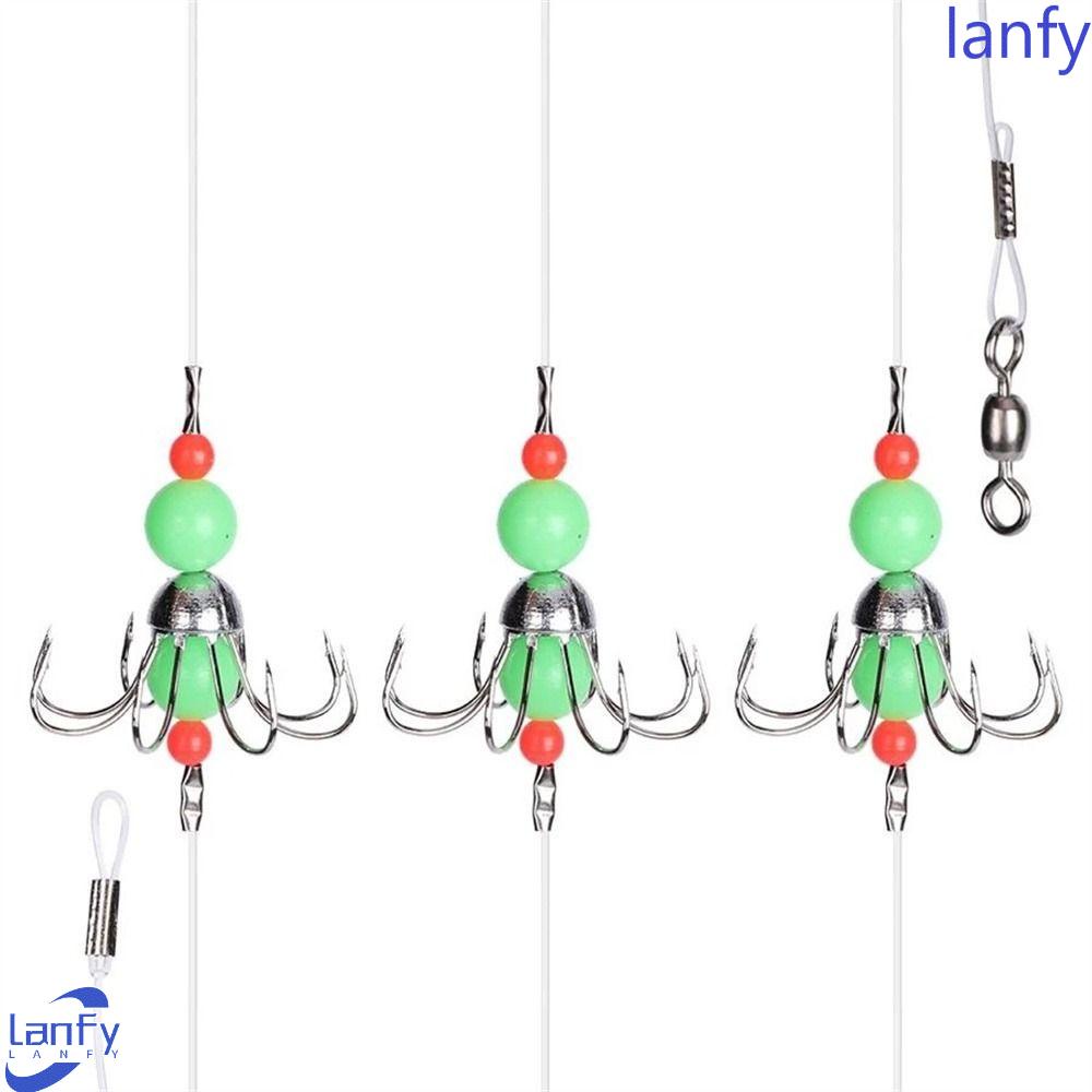 Lanfy String Hook Fishing Tackles Fluorescence Barbed Fishing Hooks Umpan Pancing Luminous Gurita Fishhook