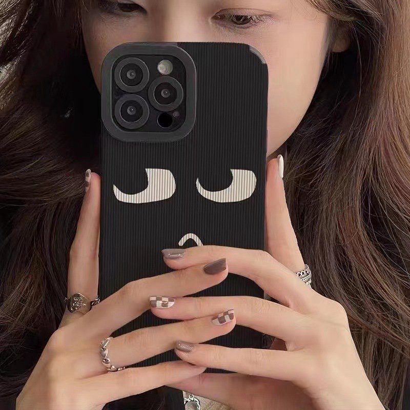 Black Funny Face Leather Soft Case HP Samsung Galaxy A21S A12 A50S A30S A20 A30 A32 A22S A52S A72 A10S A33 A53 A73 A13 A04S A23 A51 A71 A31 FTD Casing