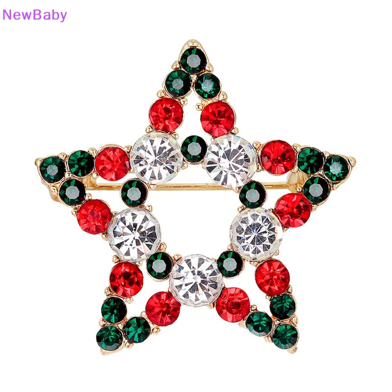 Newbaby 1X Hot Fashion Bintang Kristal Berlian Imitasi Snowman Natal Bros Pin Xmas Hadiah ID