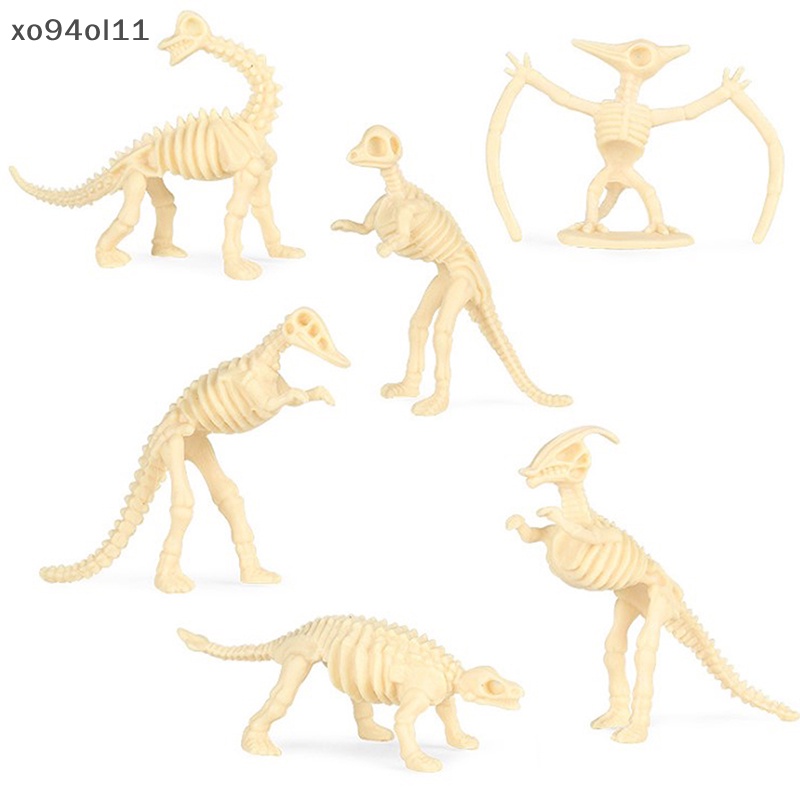 Xo 12pcs Mainan Dinosaurus Model Simulasi Kerangka Fosil Set Mini Action Figure OL