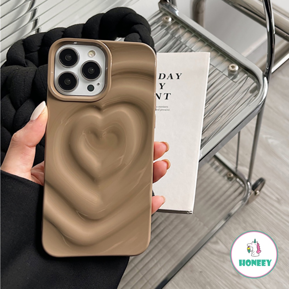 IPHONE Ins Hijau Retro Lipatan Cinta Hati Lembut Slicone Phone Case Untuk Iphone12 11 13 14 Pro Max Mewah Shockproof Back Cover Bumper