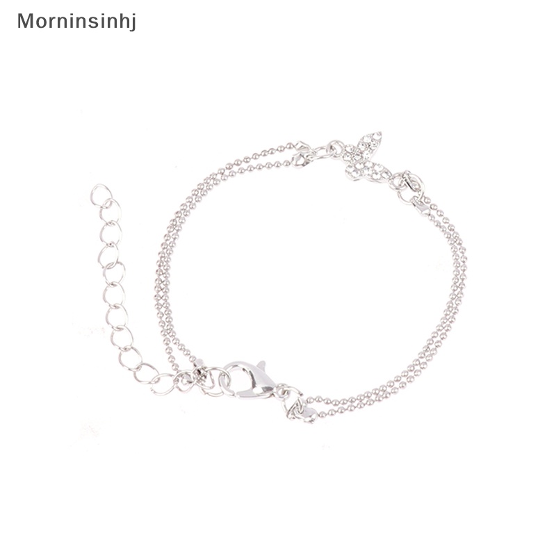 Mornin Sweet Shining Rhinestones Butterfly Bracelet Untuk Wanita Anti-Alergi Warna Silver Rantai Bling Bracelet id