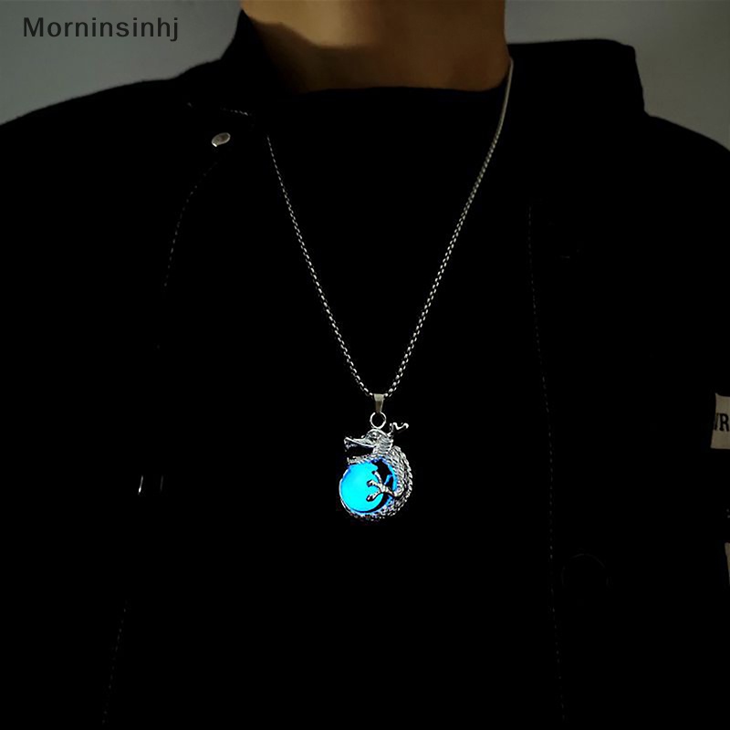 Mornin Luminous Kalung Untuk Wanita Pria Punk Glow In The Dark Liontin Gothic Naga Liontin Leher Rantai Perhiasan Hadiah Untuk Pesta Halloween id