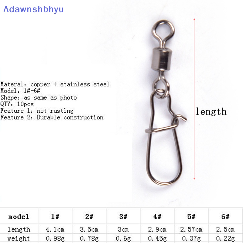 Adhyu 10Pcs Rolling Barrel Putar Dengan Snap Fishhook Lure Connector Fishing Tackle ID