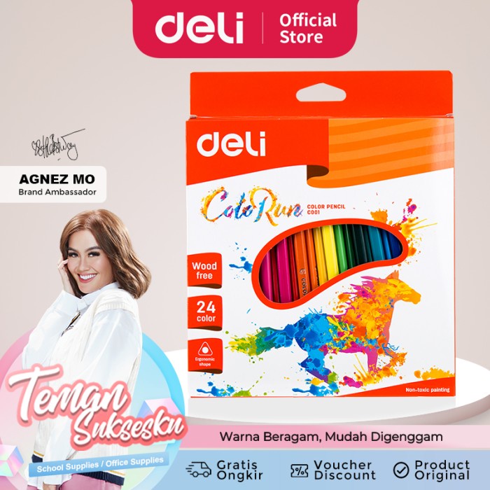 

Deli EC00100 Pensil Warna- Triangle Bright 12C - 24color EC00120